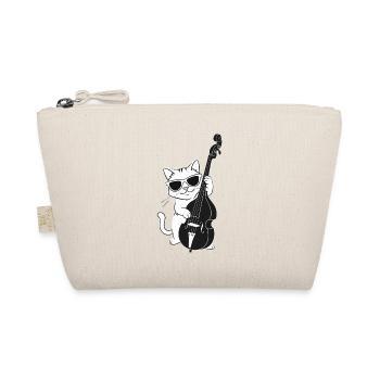 Katze Mit Sonnenbrille Spielt Kontrabass - Bio-Täschchen - Natur - Vorne
