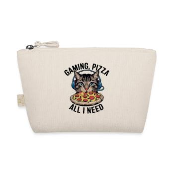 Funny Cats Gaming Pizza Gamer Gamer Gaming - Organic Pouch - nature - Front