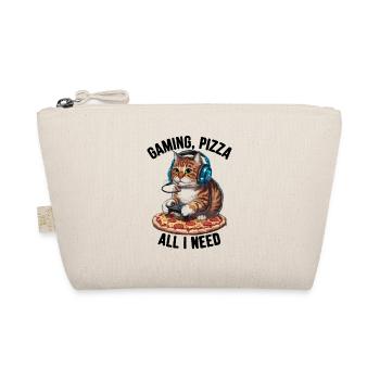 Funny Cats Gaming Pizza Gamer Gamer Gaming - Organic Pouch - nature - Front