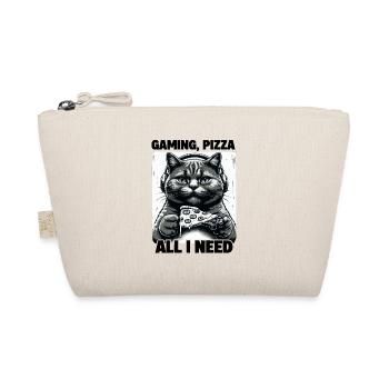 Funny Cats Gaming Pizza Gamer Gamer Gaming - Organic Pouch - nature - Front
