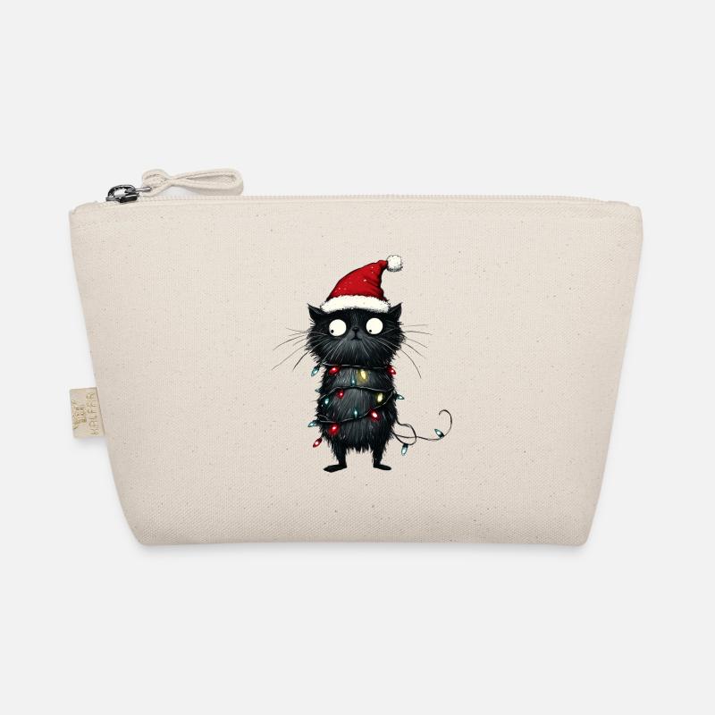 Weihnachtsbaum Lustige Katze Lichterkette Geschenk Bio-Täschchen