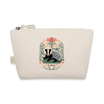Cottagecore badger motif with flowers and mushrooms - Organic Pouch - nature - Front