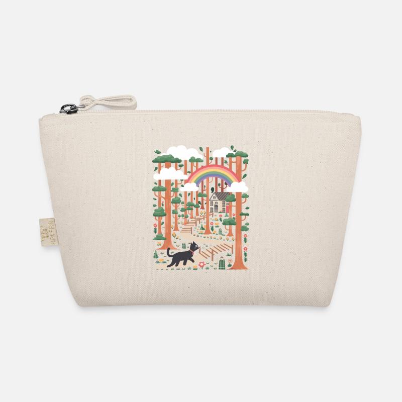 Cottagecore maison arc-en-ciel dans les bois avec chat Trousse biologique