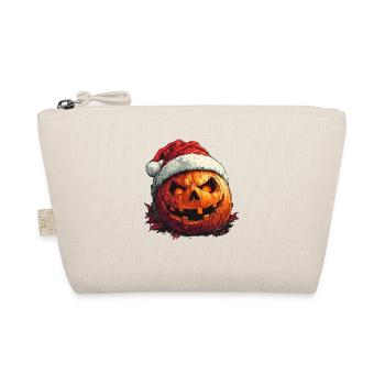Halloween Gift Pumpkin with Santa Hat Decoration - Organic Pouch - nature - Front