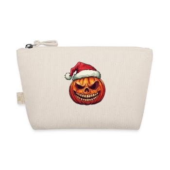 Halloween Geschenk Kürbis mit Weihnachtsmütze Deko - Bio-Täschchen - Natur - Vorne