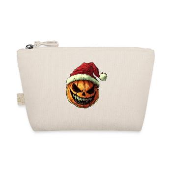 Halloween Gift Pumpkin with Santa Hat Decoration - Organic Pouch - nature - Front