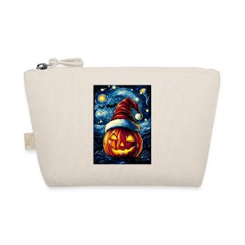 Halloween Gift Pumpkin with Santa Hat Decoration - Organic Pouch - nature - Front