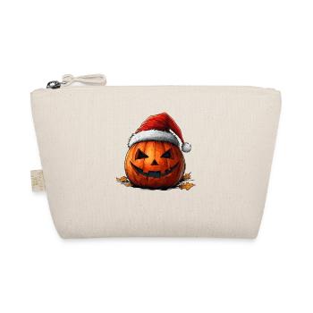 Halloween Gift Pumpkin with Santa Hat Decoration - Organic Pouch - nature - Front