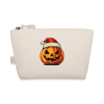 Halloween Gift Pumpkin with Santa Hat Decoration - Organic Pouch - nature - Front