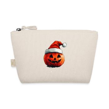 Halloween Gift Pumpkin with Santa Hat Decoration - Organic Pouch - nature - Front