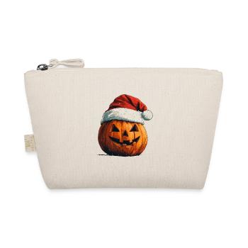 Halloween Gift Pumpkin with Santa Hat Decoration - Organic Pouch - nature - Front