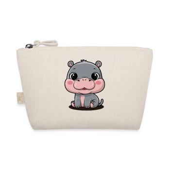 Cute Moo Deng Hippo Motif for Kids - Organic Pouch - nature - Front
