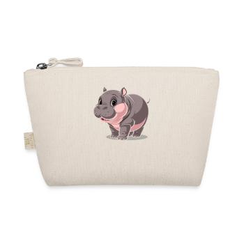 Cute Moo Deng Hippo Cartoon Motif - Organic Pouch - nature - Front