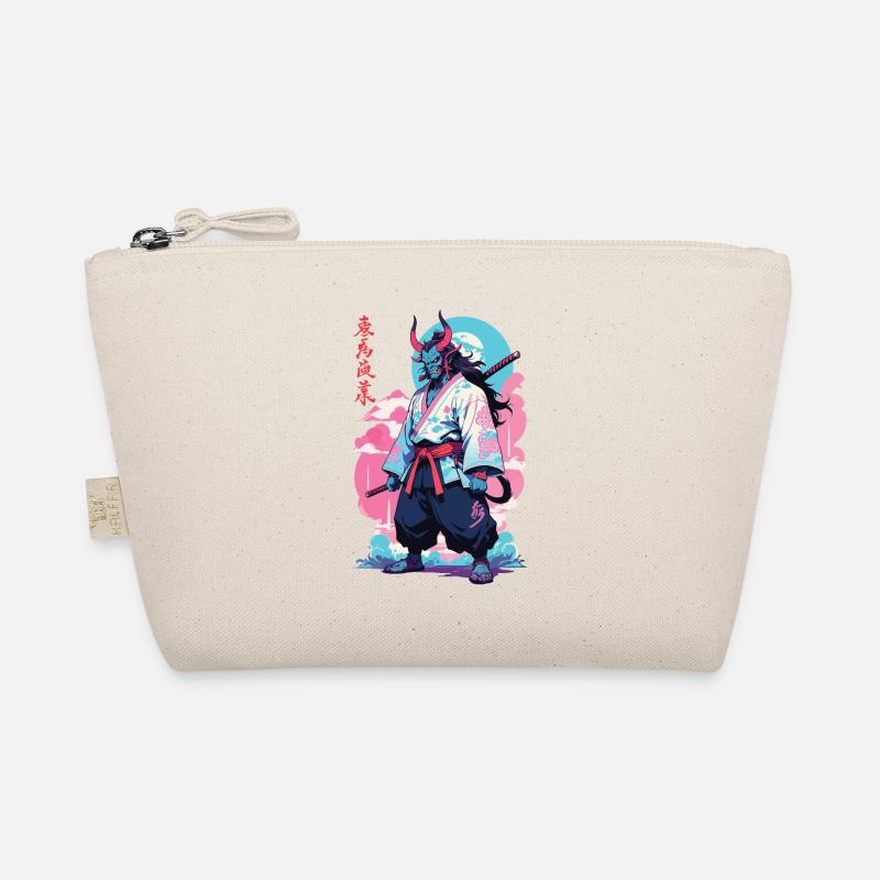Samurai Oni Yokai Aesthetic Vaporwave Style Organic Pouch