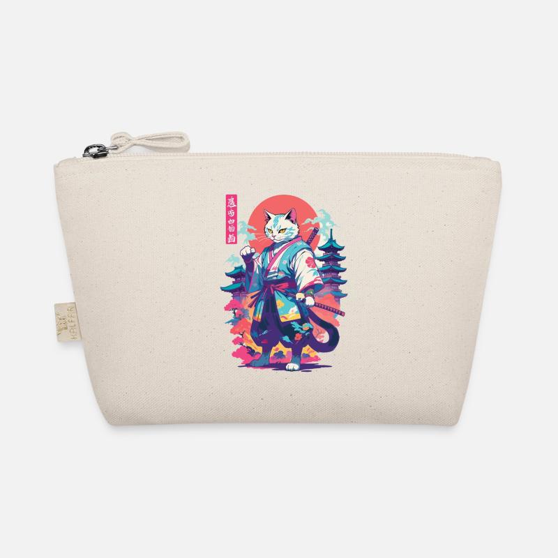 Chat samouraï Vaporwave Esthétique Japon Art Trousse biologique