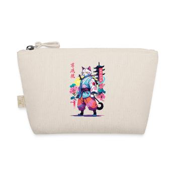 Samurai Cat Vaporwave Aesthetic - Organic Pouch - nature - Front