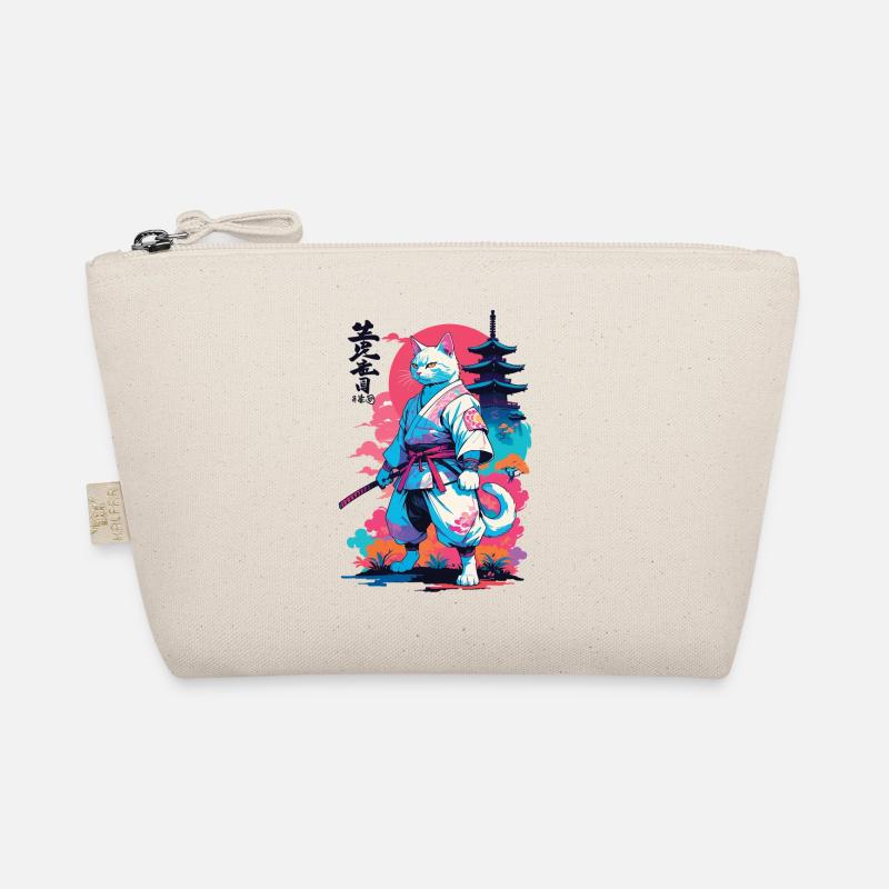 Samurai Cat Vaporwave Aesthetic Japan Art Organic Pouch