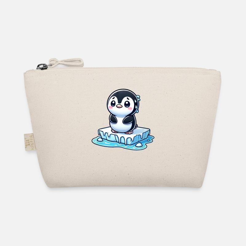 Pinguin schwitzt Eisscholle Schmelzen Südpol Bio-Täschchen