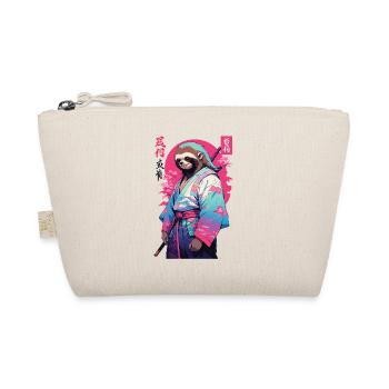 Samurai Sloth Aesthetic Vaporwave Style - Organic Pouch - nature - Front