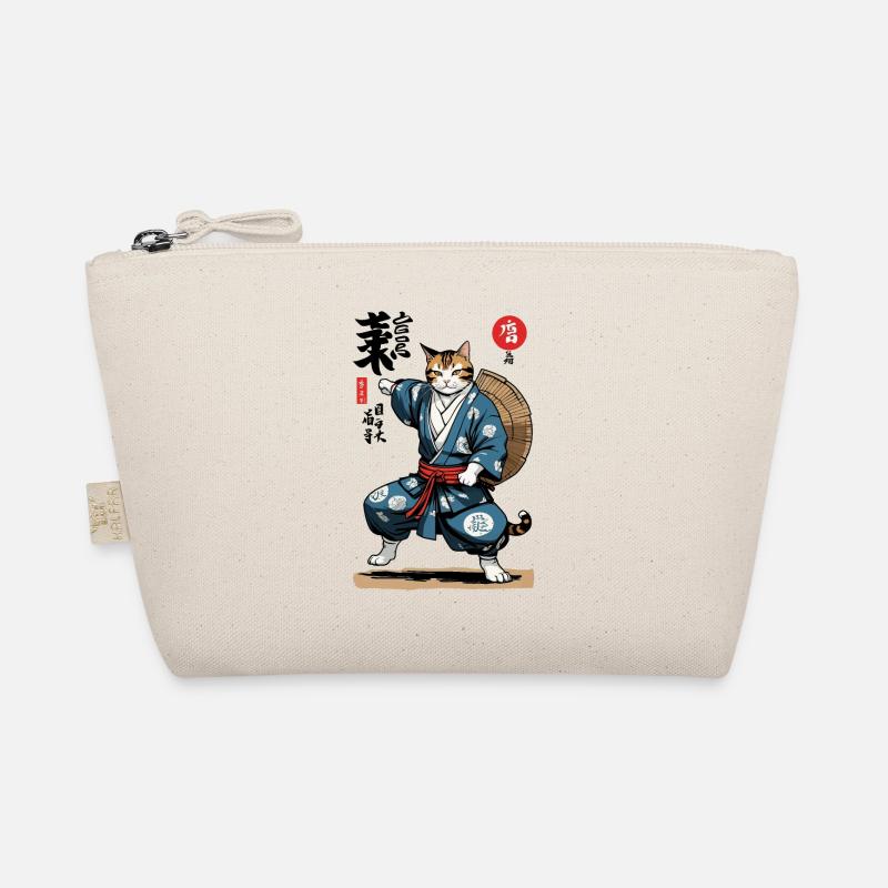 Samurai Katze Vintage Ukiyo-E Asiatischer Stil Bio-Täschchen