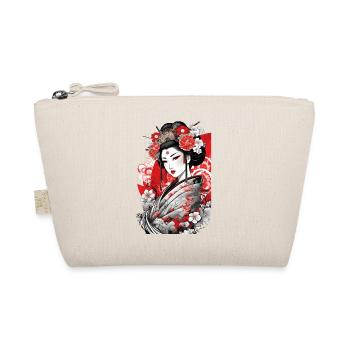 Elegant Geisha with Floral Kimono Art - Organic Pouch - nature - Front
