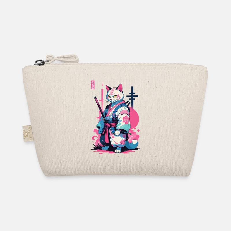 Samurai Cat Vaporwave Aesthetic Japan Art Organic Pouch