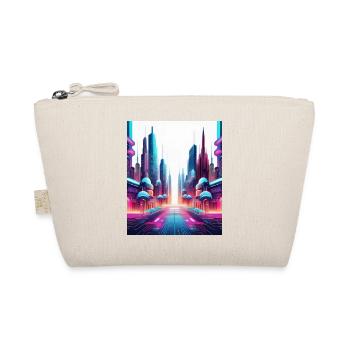 Futuristic Neon Skyline – Sci-Fi Cityscape Art - Organic Pouch - nature - Front