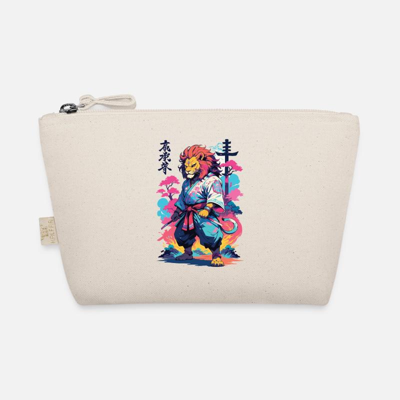 Samurai Löwe Aesthetic Vaporwave Stil Japan Kunst Bio-Täschchen