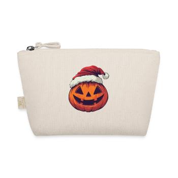 Halloween Gift Pumpkin with Santa Hat Decoration - Organic Pouch - nature - Front