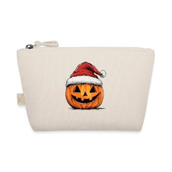 Halloween Gift Pumpkin with Santa Hat Decoration - Organic Pouch - nature - Front
