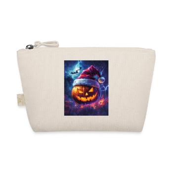 Halloween Gift Pumpkin with Santa Hat Decoration - Organic Pouch - nature - Front