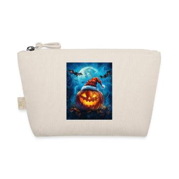 Halloween Gift Pumpkin with Santa Hat Decoration - Organic Pouch - nature - Front