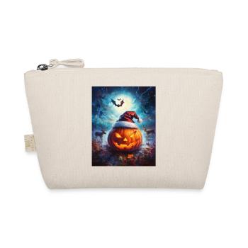 Halloween Gift Pumpkin with Santa Hat Decoration - Organic Pouch - nature - Front