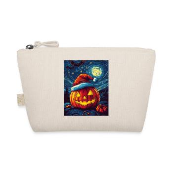 Halloween Gift Pumpkin with Santa Hat Decoration - Organic Pouch - nature - Front
