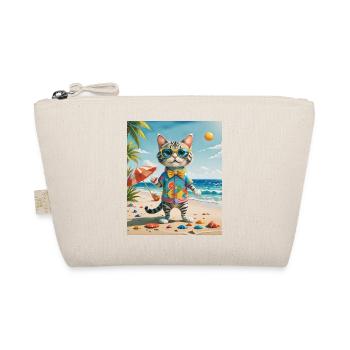 Strandspaß Katze Illustration Beachside Fun Cat - Bio-Täschchen - Natur - Vorne