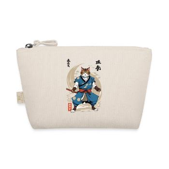 Samurai Cat Vintage Ukiyo-E Japanese - Organic Pouch - nature - Front
