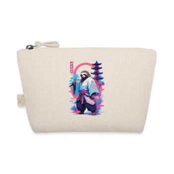 Samurai Sloth Aesthetic Vaporwave Style - Organic Pouch - nature - Front
