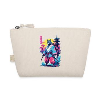 Tanuki Yokai Vaporwave Aesthetic Samurai Art - Organic Pouch - nature - Front