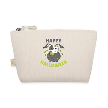 Cat Happy Halloween Witch's Cauldron Bat - Organic Pouch - nature - Front