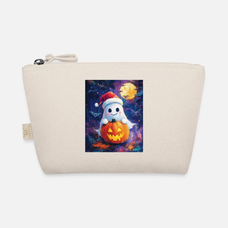 Halloween Geschenk Geist mit Weihnachtsmütze Deko Bio-Täschchen