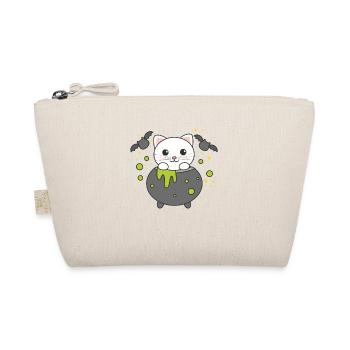 Cat Happy Halloween Witch's Cauldron Bat - Organic Pouch - nature - Front