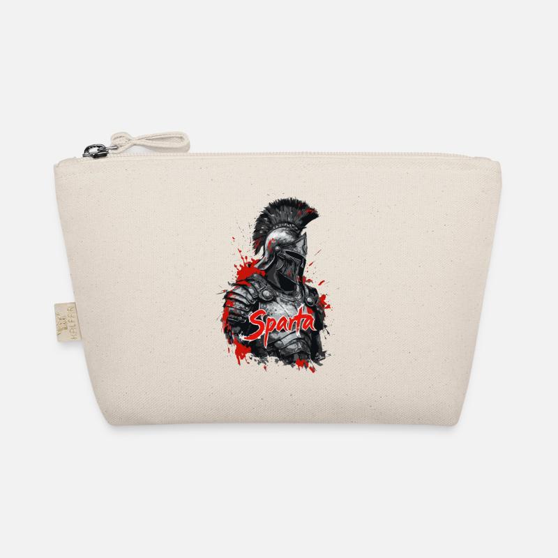 Spartanischer Soldat - Splatter Design - Bio-Täschchen - Natur