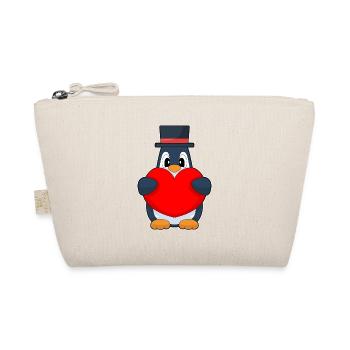 Pinguin Bräutigam Herz Hochzeit - Bio-Täschchen - Natur - Vorne