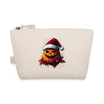 Halloween Gift Pumpkin with Santa Hat Decoration - Organic Pouch - nature - Front