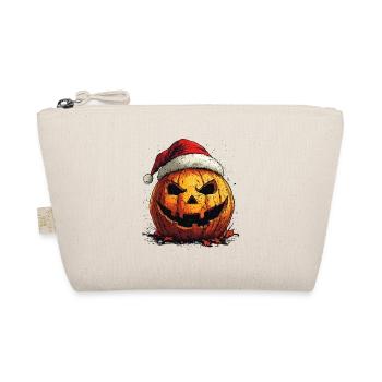 Halloween Gift Pumpkin with Santa Hat Decoration - Organic Pouch - nature - Front