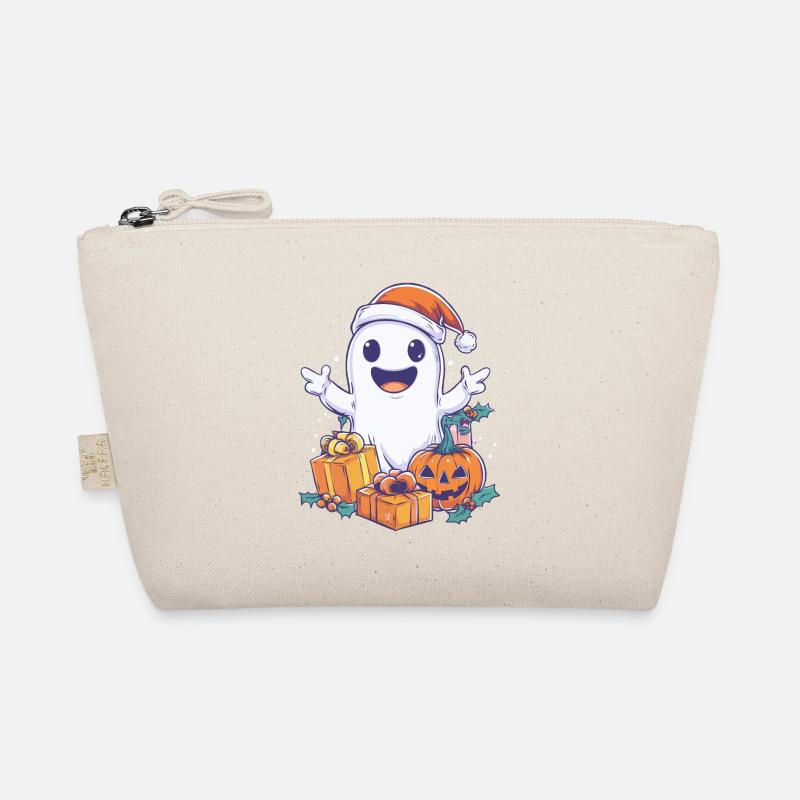 Halloween Gift Ghost with Christmas Hat Decoration Organic Pouch