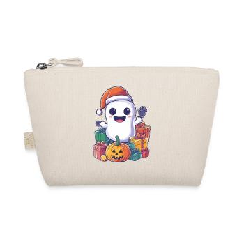 Halloween Gift Ghost with Christmas Hat Decoration - Organic Pouch - nature - Front