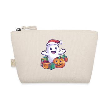 Halloween Gift Ghost with Christmas Hat Decoration - Organic Pouch - nature - Front