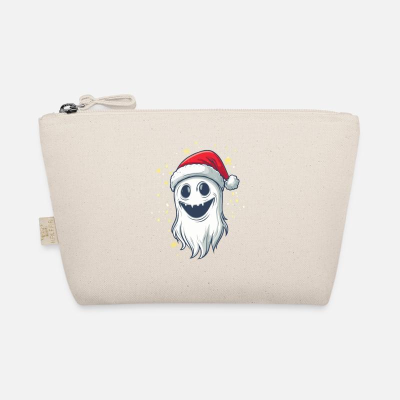 Halloween Gift Ghost with Christmas Hat Decoration Organic Pouch