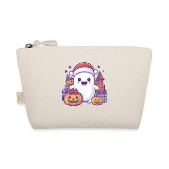 Halloween Gift Ghost with Christmas Hat Decoration - Organic Pouch - nature - Front